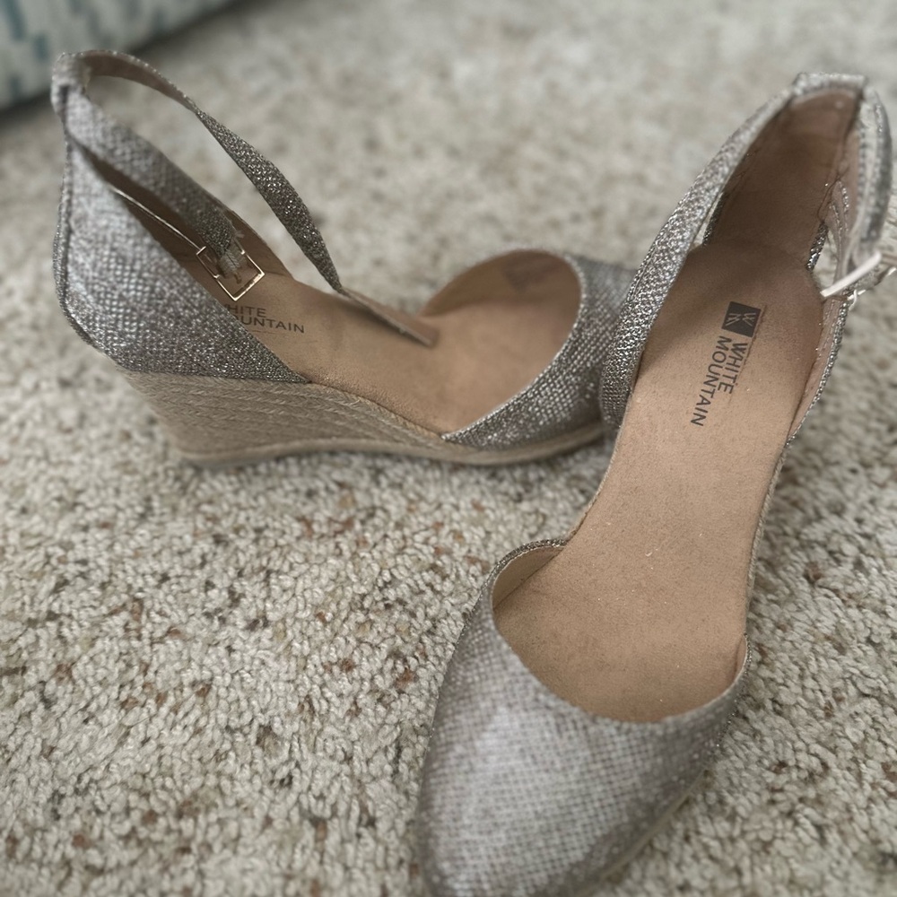 White Mountain Wedges with Metallic Shimmer